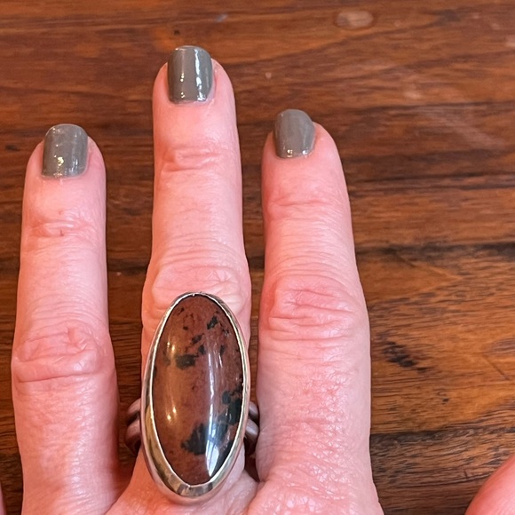 Handcrafted artesian mahogany obsidian large stone set in heavy sterling silver! - Picture 8 of 9